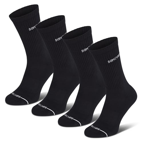 SOMEYOU Performance Sportsocken aus Bio-Baumwolle | 4 Paar | Retro | Größe: 43-47 | Damen weiß und schwarz | Tennissocken | Herren weiß und schwarz | Unisex Fitnesssocken von SOMEYOU