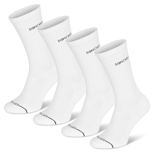 SOMEYOU Sportsocken aus Bio-Baumwolle | 4 Paar | Retro Tennissocken 43-46 | Tennissocken Damen weiß und schwarz | Tennissocken Herren weiß und schwarz | Fitnesssocken von SOMEYOU