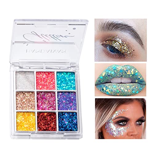 9 Farben Lidschatten, Glitter Lidschatten Palette Shimmer Ultra Pigmented, Shining Lidschatten Perlglanz-Make-up Hochpigmentierter Schimmer Matt Glitter, Make-up-Palette, langlebig, wasserdicht (02) von SOMGKINE