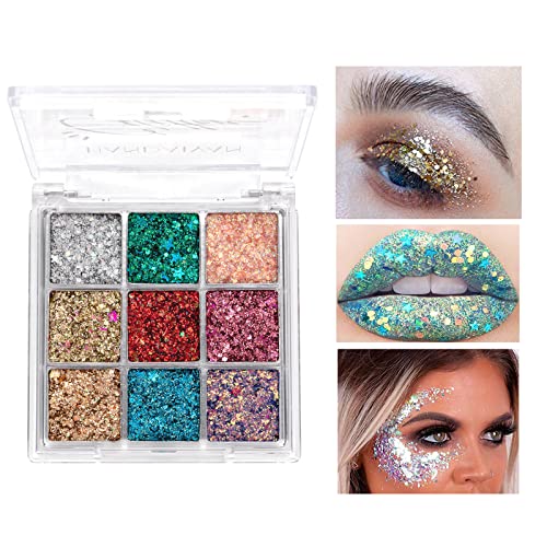 9 Farben Lidschatten, Glitter Lidschatten Palette Shimmer Ultra Pigmented, Shining Lidschatten Perlglanz-Make-up Hochpigmentierter Schimmer Matt Glitter, Make-up-Palette, langlebig, wasserdicht (03) von SOMGKINE