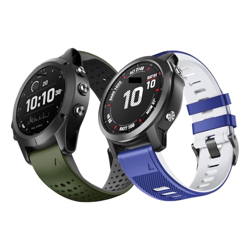 SOMKB 2 Stück 22mm Silikon Uhrenarmbänder für Fenix ​7/Fenix ​​6/Fenix ​5/Fenix ​5 Plus/Fenix ​​6 Pro, One Size, agate von SOMKB