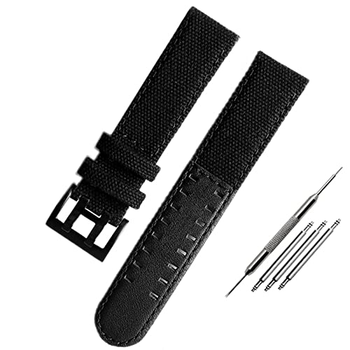 SOMKB Das Canvas-Lederarmband ist geeignet für Hamilton Khaki Field Watch H68201993 H7060596. Für Seiko-Armband mit 20 mm und 22 mm Schnalle, 22 mm, Achat von SOMKB