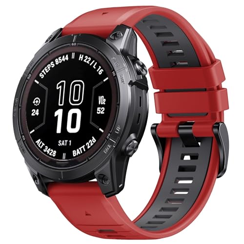 SOMKB Für Fenix8 Band 22mm Breite Fenix 6 Band für Fenix 5/Fenix 7/Fenix 5 Plus/Fenix 6 Pro Weiches Silikonarmband, Light Red-Dark Gray, agate SOMKB Für Fenix8 Band 22mm Breite Fenix 6 Band für Fenix 5/Fenix 7/Fenix 5 Plus/Fenix 6 Pro Weiches Silikonarmband, Light Red-Dark Gray, agate von SOMKB