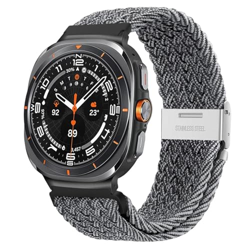 SOMKB Für Galaxy Watch Ultra 47 mm Uhrenarmbänder, Nylon, elastisch, geflochten, Solo-Loop-Armband(HWSS) von SOMKB