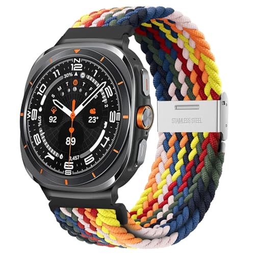 SOMKB Für Galaxy Watch Ultra 47 mm Uhrenarmbänder, Nylon, elastisch, geflochten, Solo-Loop-Armband(Seven Color) von SOMKB