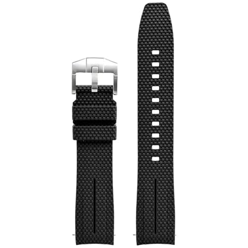 SOMKB Gebogenes Endband zur Zusammenarbeit mit Omega X S MoonSwatch Uhr 20mm Uni Gummiband mit Schnellspanner für Seamaster 300(Black), 20mm, Black, Achate von SOMKB