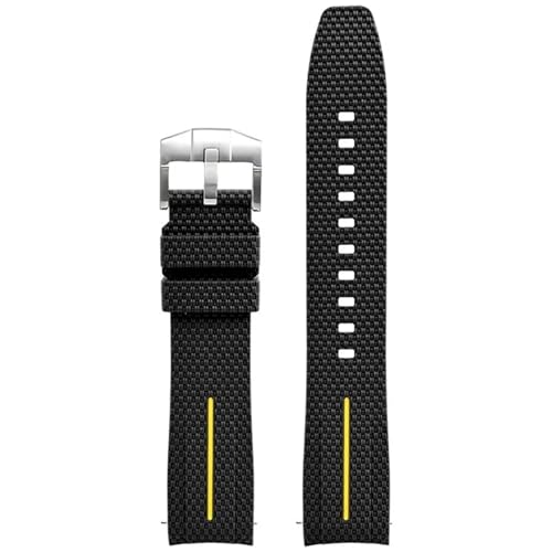 SOMKB Gebogenes Endband zur Zusammenarbeit mit Omega X S MoonSwatch Uhr 20mm Uni Gummiband mit Schnellspanner für Seamaster 300(Black yellow), 20mm, Black yellow, Achate von SOMKB