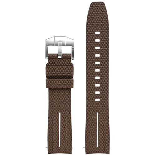 SOMKB Gebogenes Endband zur Zusammenarbeit mit Omega X S MoonSwatch Uhr 20mm Uni Gummiband mit Schnellspanner für Seamaster 300(Dark brown white), 20mm, Dark brown white, Achate von SOMKB