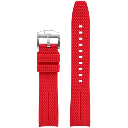 SOMKB Gebogenes Endband zur Zusammenarbeit mit Omega X S MoonSwatch Uhr 20mm Uni Gummiband mit Schnellspanner für Seamaster 300(Red), 20mm, Red, Achate von SOMKB