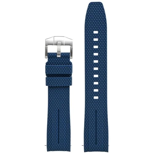 SOMKB Gebogenes Endband zur Zusammenarbeit mit Omega X S MoonSwatch Uhr 20mm Uni Gummiband mit Schnellspanner für Seamaster 300(Royal blue), 20mm, Royal blue, Achate von SOMKB