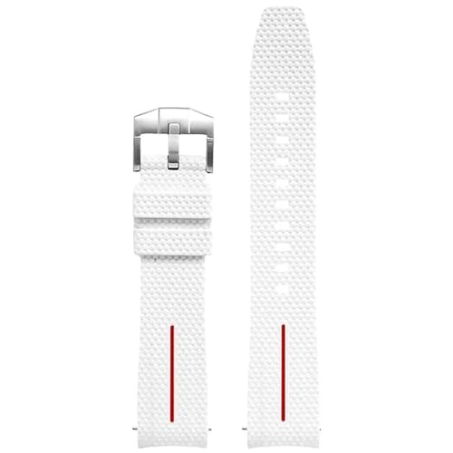 SOMKB Gebogenes Endband zur Zusammenarbeit mit Omega X S MoonSwatch Uhr 20mm Uni Gummiband mit Schnellspanner für Seamaster 300(White red), 20mm, White red, Achate von SOMKB
