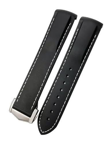 SOMKB Gebogenes Ende Gummi Armband Fit Für Omega Seamaster Speedmaster Diver 300M Aqua Terra 150 Planet Ocean Silikon Weich Wasserdicht, 22 mm, Achat von SOMKB