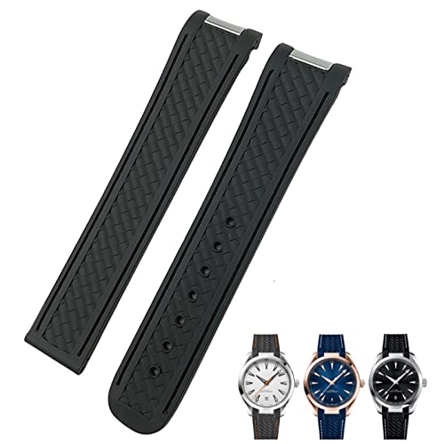 SOMKB Gummi-Uhrenarmband mit gebogenem Ende, 19 mm, 20 mm, passend für Omega Seamaster 300 AT150 Aqua Terra 8900 Speedmaster Silikon-Uhrenarmbandwerkzeuge, 20 mm, Achat von SOMKB