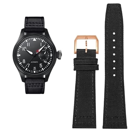 SOMKB Hohe Dichte Nylon Rindsleder Uhrenarmband Für IWC PILOT Portugal Stoff Uhrenarmband 20mm 21mm 22mm Armband Schwarz Armygreen Blau Rindsleder Handgelenk Gürtel, 22 mm, Achat von SOMKB