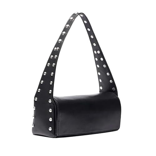 SOMKB Rivet Decor Design Vintage Umhängetasche Punk Handtasche Kaffee Unterarmtasche Hohe Kapazität Luxus Design Lady Tote Bag von SOMKB