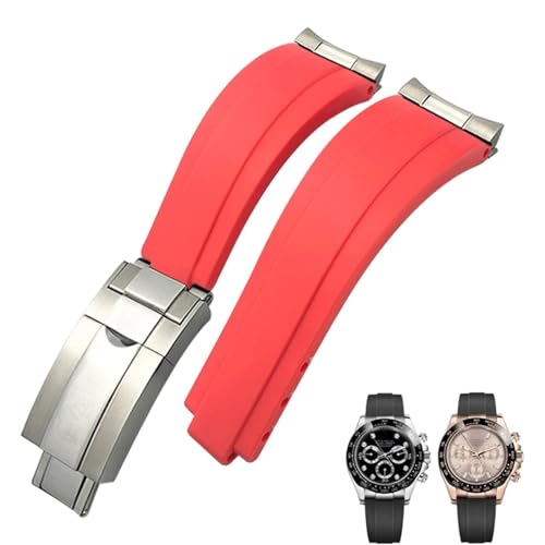 SOMKB Silikon-Armband mit kurzer Schnalle, 20 mm, 21 mm, passend für Rolex Daytona Submariner Role Oysterflex Yacht Master, 21 mm, Achat von SOMKB