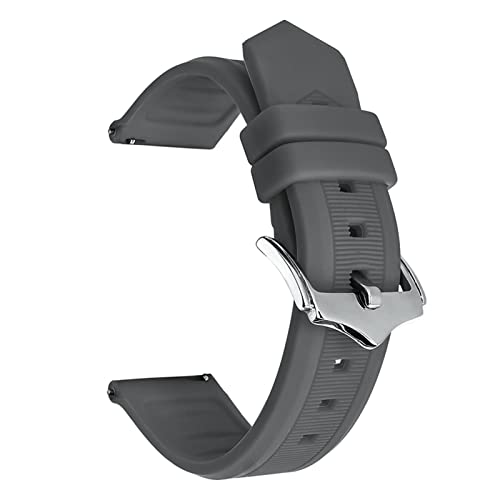 SOMKB Silikon-Uhrenarmband 16 mm 18 mm 19 20 mm 21 22 mm Universal-Schnellverschluss-Gummi-Sport-Taucharmband-Armband-Armband-Zubehör(Gray,20mm) von SOMKB