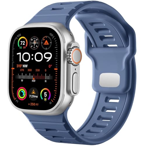 SOMKB Sportuhrenarmband, für Apple Watch Ultra 2/Ultra Band Herren 49 mm 45 mm 44 mm 42 mm, Ersatzarmband mit Silikonschlaufe, kompatibel mit IWatch Series SE 9 8 7(B) von SOMKB