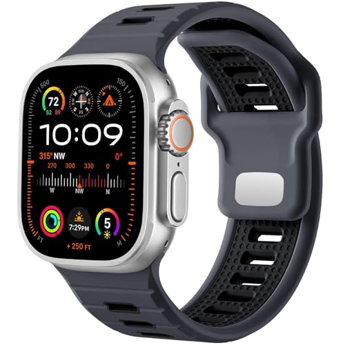 SOMKB Sportuhrenarmband, für Apple Watch Ultra 2/Ultra Band Herren 49 mm 45 mm 44 mm 42 mm, Ersatzarmband mit Silikonschlaufe, kompatibel mit IWatch Series SE 9 8 7(F) von SOMKB