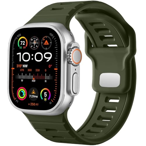 SOMKB Sportuhrenarmband, für Apple Watch Ultra 2/Ultra Band Herren 49 mm 45 mm 44 mm 42 mm, Ersatzarmband mit Silikonschlaufe, kompatibel mit IWatch Series SE 9 8 7(J) von SOMKB