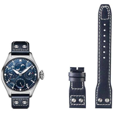 SOMKB Uhrenarmband aus echtem Leder, 21 mm / 22 mm, für IWC Big Pilot Flamethrower Little Prince Mark Armband, Weidennagelarmband, 21 mm, Achat von SOMKB