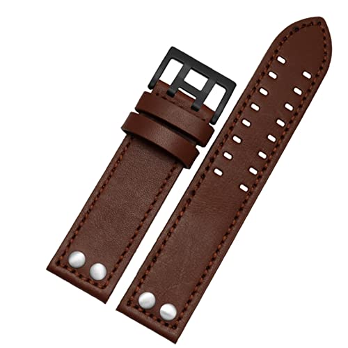 SOMKB Uhrenarmband aus echtem Leder für Hamilton H760250 H77616533, 20 mm, 22 mm, mit Knopfverschluss, 20 mm, Achat von SOMKB