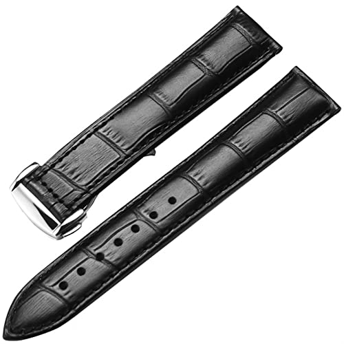 SOMKB Uhrenarmband aus echtem Leder für Omega Watch Seamaster, 19 mm, 20 mm, 22 mm, Faltschließe, schwarz/braun, 22 mm, Achat von SOMKB