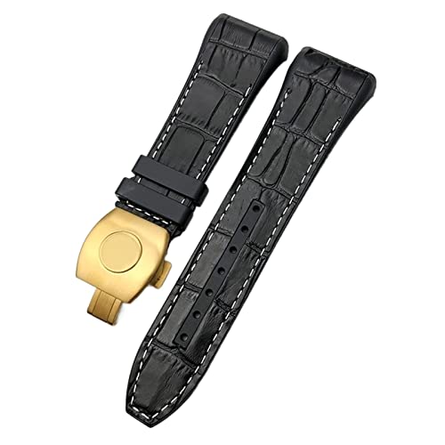 SOMKB Uhrenarmband für Franck Muller, 28 mm, Rindsleder, Silikon, Nylon-Gummi, Faltschnalle, Uhrenarmbänder für Herren, 28mm, Achat von SOMKB