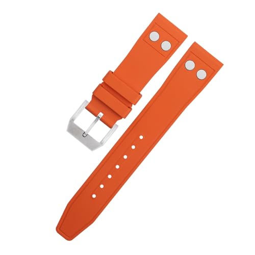 SOMKB Uhrenarmband für IWC Big Pilot Mark Portugieser, 21 mm, Fluorkautschuk mit Nieten, weiches Armband, 20 mm, Achat SOMKB Uhrenarmband für IWC Big Pilot Mark Portugieser, 21 mm, Fluorkautschuk mit Nieten, weiches Armband, 20 mm, Achat von SOMKB