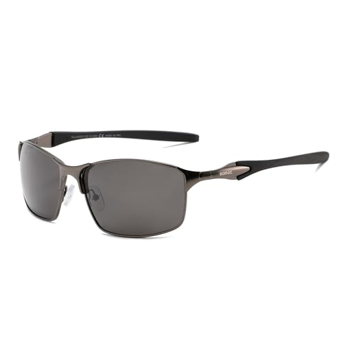 SOMOC Polarisierte Sonnenbrille Herren, Sonnenbrillen Retro Klassische Vintage Polarisierte Brille UV400 Metallrahmen Schutz Classic Sunglasses für Fahren SP-9347, C2 von SOMOC