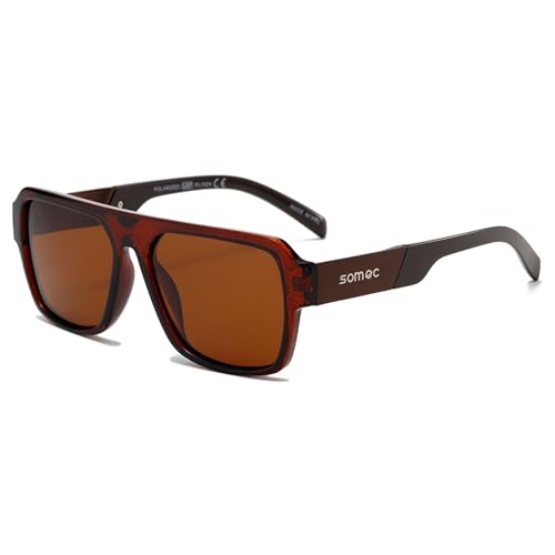 SOMOC Polarisierte Sonnenbrille Herren/Damen, Sonnenbrillen Unisex Retro Klassische Vintage Polarisierte Brille UV400 Schutz Classic Sunglasses Eckig für Fahren SP-6084, Braun SOMOC Polarisierte Sonnenbrille Herren/Damen, Sonnenbrillen Unisex Retro Klassische Vintage Polarisierte Brille UV400 Schutz Classic Sunglasses Eckig für Fahren SP-6084, Braun von SOMOC