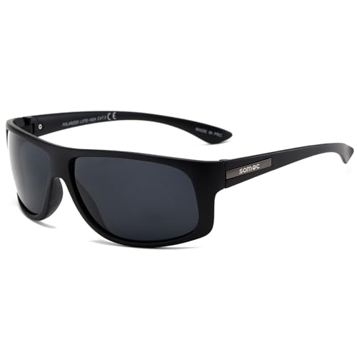 SOMOC Polarisierte Sonnenbrille Herren/Damen, Sonnenbrillen Unisex Retro Klassische Vintage Polarisierte Brille UV400 Schutz Classic Sunglasses Eckig für Fahren SP-6107, Mattschwarz SOMOC Polarisierte Sonnenbrille Herren/Damen, Sonnenbrillen Unisex Retro Klassische Vintage Polarisierte Brille UV400 Schutz Classic Sunglasses Eckig für Fahren SP-6107, Mattschwarz von SOMOC