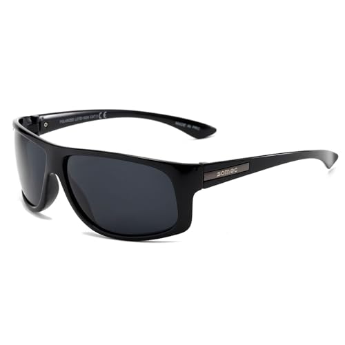 SOMOC Polarisierte Sonnenbrille Herren/Damen, Sonnenbrillen Unisex Retro Klassische Vintage Polarisierte Brille UV400 Schutz Classic Sunglasses Eckig für Fahren SP-6107, Schwarz SOMOC Polarisierte Sonnenbrille Herren/Damen, Sonnenbrillen Unisex Retro Klassische Vintage Polarisierte Brille UV400 Schutz Classic Sunglasses Eckig für Fahren SP-6107, Schwarz von SOMOC