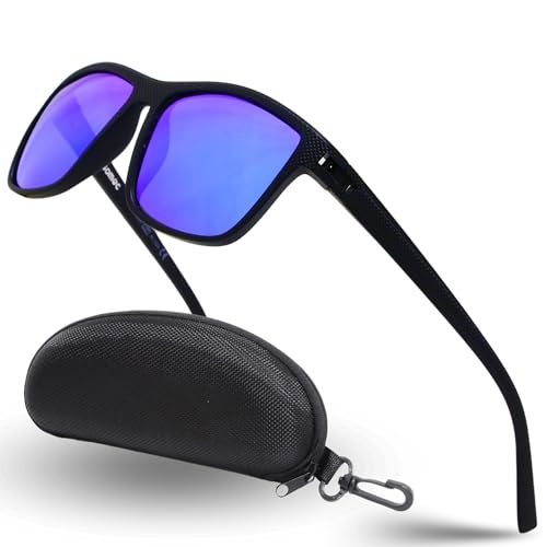 SOMOC Polarisierte Sonnenbrille Herren/Damen, Sonnenbrillen Unisex Retro Klassische Vintage Polarisierte Brille UV400 Schutz Classic Sunglasses Eckig für Fahren SP-9390, Blau von SOMOC