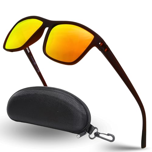 SOMOC Polarisierte Sonnenbrille Herren/Damen, Sonnenbrillen Unisex Retro Klassische Vintage Polarisierte Brille UV400 Schutz Classic Sunglasses Eckig für Fahren SP-9390, Braun von SOMOC