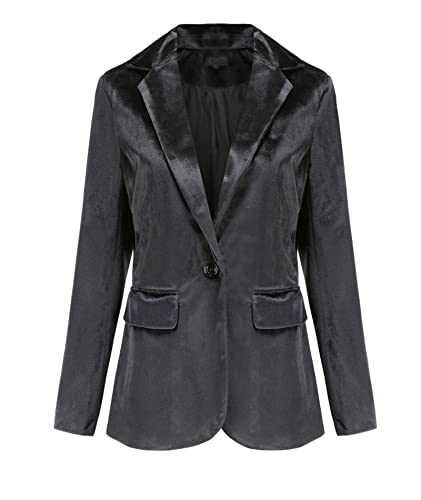 Damen Velvet Blazer Slim Fit Lässige Offner Jacke Anzug Samt Blazer One Button Lapels Jacke Anzugjack Business Jacken mit Tasche 1 Knopf Elegante Anzugjacke aus Samt Workanzug Herbst Winter von SOMTHRON