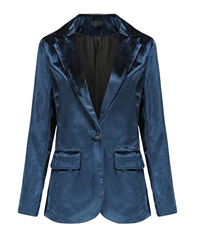 Damen Velvet Blazer Slim Fit Lässige Offner Jacke Anzug Samt Blazer One Button Lapels Jacke Anzugjack Business Jacken mit Tasche 1 Knopf Elegante Anzugjacke aus Samt Workanzug Herbst Winter von SOMTHRON