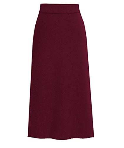 SOMTHRON Damen Eleganter Schlichter Strickrock mit hoher Taille und Stretch Bodycon Basic Bleistiftrock Winter(WR,2XL) von SOMTHRON