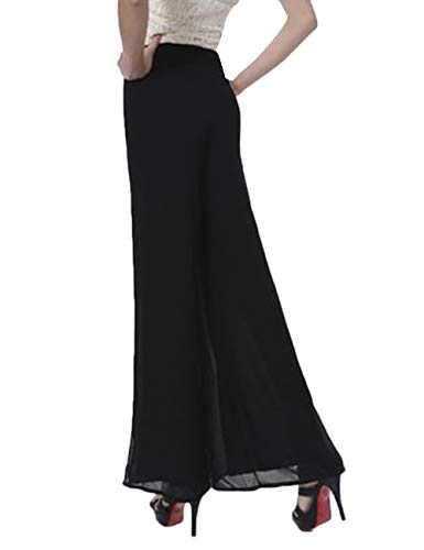 SOMTHRON Damen Lang Chiffon Schlag Hose Hohe Taille Gerade Hose 2 Stil(BL2,2XL) von SOMTHRON