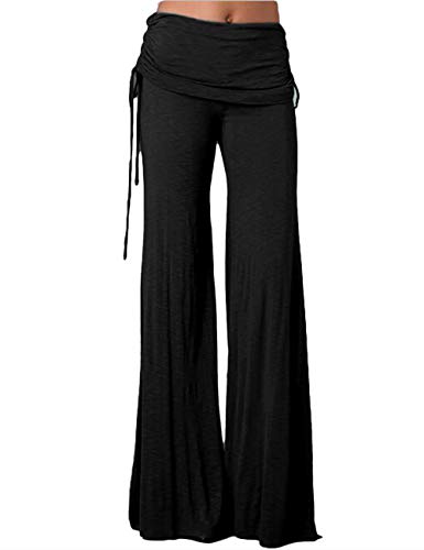 SOMTHRON Damen Lange Lose Schlaghose Weites Bein Plus Size Tanzhose 12 Farben(BL,4XL) von SOMTHRON