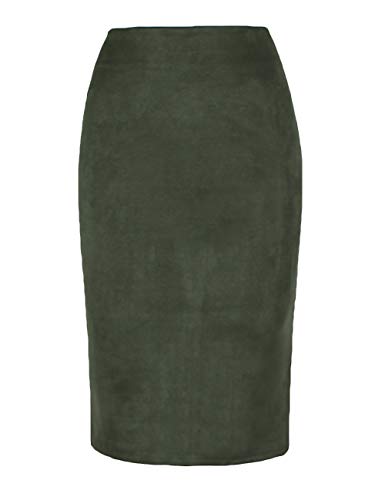 SOMTHRON Damen Wildleder Blaistiftrock Mode Elastisch Hohe Taille Midi Rock(GR,S) von SOMTHRON