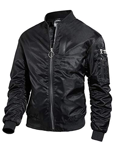SOMTHRON Herren Classics Loose Fit Bomberjacke Dünn/Gefüttert Flieger Pilotenjacke(BL1,4XL) von SOMTHRON