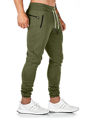 SOMTHRON Herren Elastische Taille Gürtel Baumwolle Jogging Sweat Hosen Plus Size Mode Lange Sports Cargo Hosen Shorts mit Taschen Joggers Activewear Hosen M-4XL（Grün-New,XL） von SOMTHRON