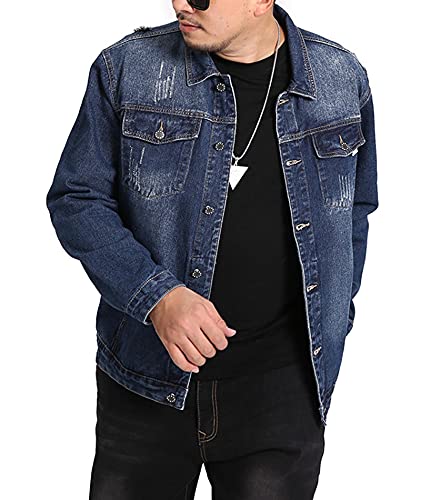 SOMTHRON Herren Jeansjacke Denim Herbst Winterjacke Freizeitjacke Mäntel Sweatjacke Vintage Übergangsjacke für Männer Loose Outdoor Jacke mit Taschen Übergröße，S-7XL von SOMTHRON