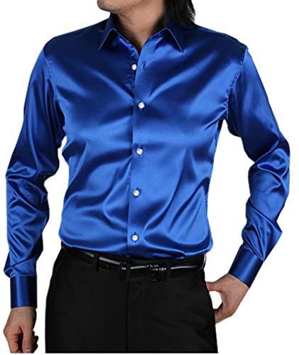 SOMTHRON Herren Mode Glänzt Regelmäßig Fit Seid Hemd Business 20 Farben(BE,M) von SOMTHRON