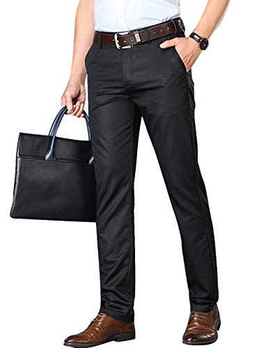 SOMTHRON Herren Regular Fit Anzughose Einfach Business Hose Schwarz/Aprikose/Dunkel Blau XS-7XL(BL1,S) von SOMTHRON