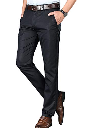 SOMTHRON Herren Regular Fit Anzughose Einfach Business Hose Schwarz/Aprikose/Dunkel Blau XS-7XL(BL2,7XL) von SOMTHRON