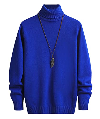 SOMTHRON Herren Rollkragenpullover Langarm Slim Fit Solid Ribbed Knitted Thermal Sweater Winter Streetwear BE-L von SOMTHRON