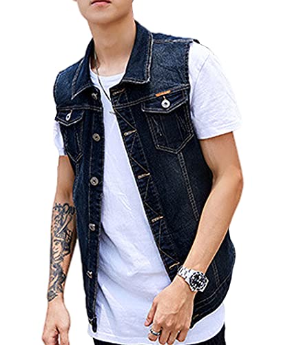 SOMTHRON Herren Weste Denim Vest Jeansweste Outdoor Sport Weste Jeans Jacke Männer Jeansjacke Freizeit Denim Jacket Ärmellos Jacken Outwear für Jagd Angeln Camping,M-7XL von SOMTHRON