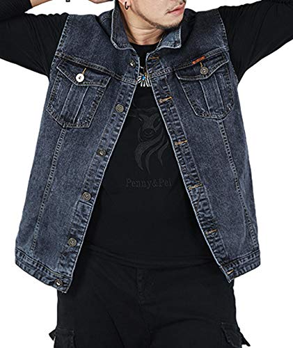 SOMTHRON Herren Weste Denim Vest Jeansweste Outdoor Sport Weste Jeans Jacke Männer Jeansjacke Freizeit Denim Jacket Ärmellos Jacken Outwear für Jagd Angeln Camping,M-7XL von SOMTHRON